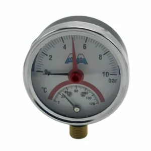 Manomètre droit 10 bar pour chauffage, hydraulique et industrie